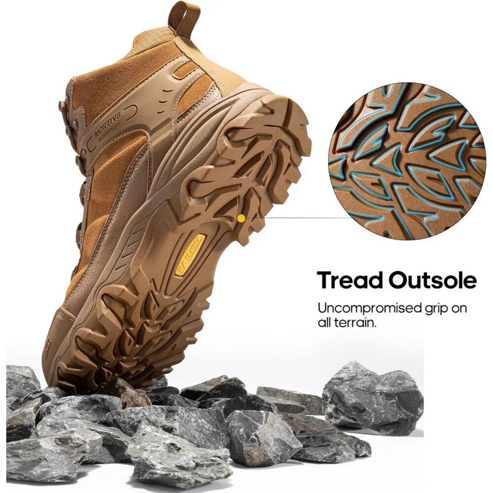 NORTIV 8 Men's Waterproof Hiking Boots Mid Trekking Mountaineering Shoes Coyote